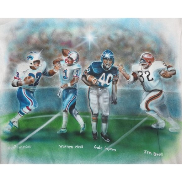 Vintage NFL Hall of Fame All-Pro 1/1 Airbrushed Sweatshirt Adult XL OJ Simpson - Picture 2 of 9